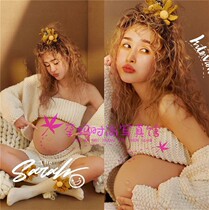 Pregnant Woman Writing True Themed Clothing Movie House New Little Fresh Knit Fashion Sweater Big Belly Mommy Art Photo Shoot
