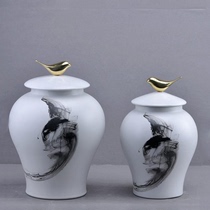 New Chinese ink ceramic storage tank soft decorations living room porch home furnishings TV cabinet furnishings