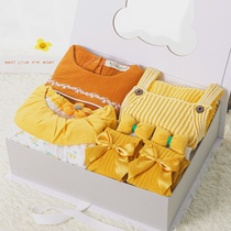 Newborn class A spring and autumn female baby baby clothes set full moon 100-day-old gift box practical gift new