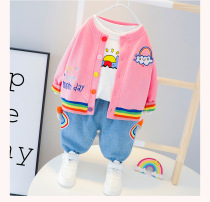 Female Baby Net Red Autumn Clothing 2021 New Spring And Autumn Han Edition Children 0-3 Childrens Fitted Girl Sports Suit