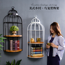  American retro industrial style Bar cafe storage wall rack birdcage Home wall decoration Wall decoration