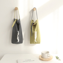Literary and simple hipster cotton linen tissue bag hanging cloth bag style paper bag Japanese hanging bag paper towel set