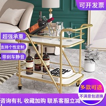 Dining car trolley Commercial dining hall mobile tea cart Wrought iron 4S store with hotel tea delivery cart trolley