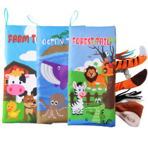 Baby baby animal tail cloth book Ocean Forest cant tear up Palm book early education educational toy 4 Pages 8 sides
