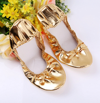 Girls  dance shoes Childrens soft-soled practice shoes 61 performance belly dance Indian dance Golden dance shoes