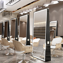 Net celebrity hair salon mirror table floor-to-ceiling double-sided mirror barbershop special wall-mounted mirror gallery special single-sided mirror with lamp