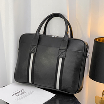 Hong Kong duty-free men Business Hand bag casual fashion leather briefcase horizontal simple tide shoulder bag