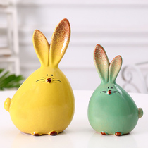 Creative animal ceramic rabbit ornaments Crafts gift Office wine cabinet duck decoration tremolo with the same gift