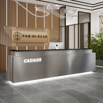 Custom stainless steel cashier Modern simple bar clothing shop small light luxury front desk beauty salon reception desk