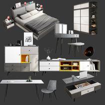 Nordic style bed wardrobe set bedroom furniture whole house furniture set three rooms two hall furniture suite