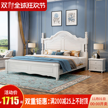 mei shi chuang full wood bed 1 8 meters double master nuptial bed modern minimalist European white storage children