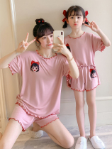 Girl Sleepwear Summer Mordale Short Sleeve Little Girl Princess Thin cotton Home clothes for childrens childrens baby girl