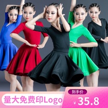 Childrens Latin performance clothes dance clothes training clothes girls Latin dresses long and short sleeves