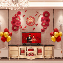 Wedding living room decoration man TV Wall wedding room decoration set simple atmosphere womans family room background wall