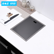 Black Hidden Kitchen wash basin stainless steel handmade sink single tank Middle Island bar balcony pool