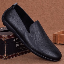 Casual Leather Shoes Man Genuine Leather Youth Set Foot Soft Bottom Driving Shoes Mens Single Layer Cow Leather Light Inglent Korean version Bean Bean Shoes