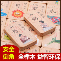 100 double-sided Beech dominoes for baby children early education benefit Intelligence digital Chinese character building block toy