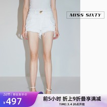 Miss Sixty spring autumn style denim shorts female new frontier cotton pure cotton nail beads wool edge white A character slim