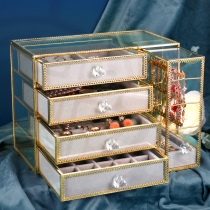 Jewelry box anti-oxidation earrings stud necklace display stand home light luxury high-end large-capacity handjewelry storage box