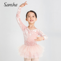 sansha ballet tutu skirt childrens dance clothes autumn and winter diamond velvet long-sleeved practice skirt open crotch