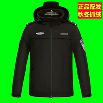 On duty jacket soft shell black autumn and winter fleece waterproof windproof plus velvet traffic standard distribution set