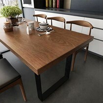 Simple modern living room solid wood dining table Western restaurant Long bar dining table and chair combination Household wrought iron dining table household