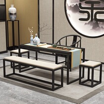 New Chinese classical chair Solid wood tea table Office studio hospitality tea table Home living room reception outdoor