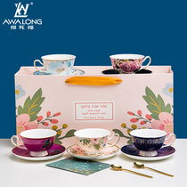 Nordic style light luxury ins European small luxury coffee cup Household simple bone China afternoon tea cup set gift box