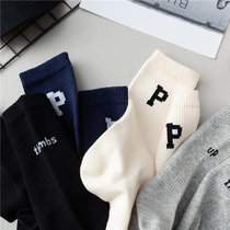  (2 pairs) P letter sports simple street style couple average size(36-43)