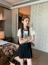 aaaaxbbb Bon chill with two - fold skirt with black skirt A - letter skirt high waist skirt