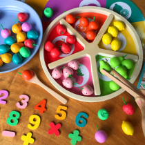 Childrens house clip Fruit color classification plate Baby early education puzzle force Hand-eye coordination math enlightenment toy