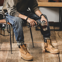 Heavy-pound retro tooling jeans Mens spring autumn 2022 New straight-cylinder loose tapered large-size wide-leg casual pants