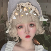 Seventy-seven princess Lolita Lolita female wig short hair curly hair plus double hair bag pear flower head golden wig hair set