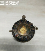 Antique antiques Miscellaneous Republic of China Pure Copper Antique Old Republic of China Flip Beauty Pocket Watch Mechanical Watch Collection