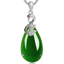 Biguiyuan Natural Hetian Jade Swan Pendant 925 Silver Hetian Jasper Jade Pendant Spinach Green Pendant Send Certificate