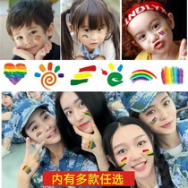 Rainbow face stickers Colorful striped body stickers School games face stickers Sports games Football basketball game running tattoo stickers