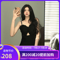 Swimwear womens summer 2021 new sexy one-piece triangle Korean ins wind belly cover-up halter swimsuit
