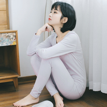 Autumn clothes and autumn pants womens cotton set slim cotton sweater shirt shirt pants thermal underwear ladies thin students
