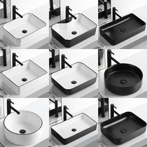 Table basin Single basin Light luxury wind ceramic art wash basin Bathroom Household black wash basin Square balcony