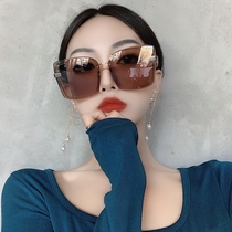 Korean version of net red ins glasses tide tea polarized sunglasses women Square big frame round face big face retro sun glasses women