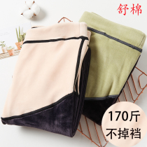 Pregnant women autumn and winter plus velvet thick outer wear warm belly support foot socks cotton large size winter foot black leggings