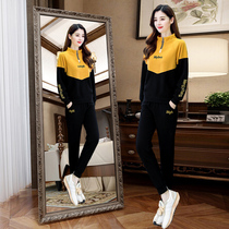 Sportswear suit women's ins spring 2022 new Korean slim size casual Joker leggings two-piece set