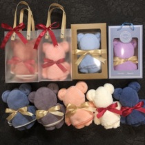 Towel gift box Bear shape can be customized LOGO embroidered word Wedding gift Hand gift Home company full moon welfare