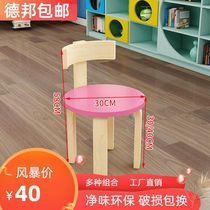 Kindergarten backrest chair baby children early education training class solid wood table stool primary school students art guidance environmental protection chair