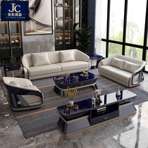 Postmodern Italian light luxury leather sofa model room Designer living room Bentley Bugatti series light luxury furniture