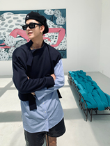 ESC MAN STUDIO HOMEMADE SECOND CHANGE IDOLS FAKE TWO SPLICING COLLISION COLOR LONG SLEEVE BLOUSE BLOUSE