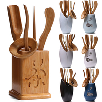 Tea ceremony six gentlemen combination whole set kung fu tea set spare parts bamboo tea tea clip tweezers solid wood quality