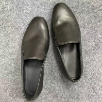 High-end Fetal Calf Leather Lefu Shoes Mens Sleeve Foot Yinglun Wind Leather Shoes Men leather One foot pedal Lazy Shoes Soft Bottom soft face