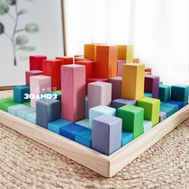 Green Rainbow Pyramid ancestral version of Linden building blocks childrens educational toys big particles to build a castle