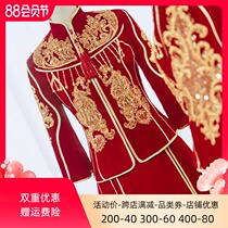 Velvet Xiuhe dress 2021 new Chinese wedding bridal dress thin Chinese style wedding toast suit summer